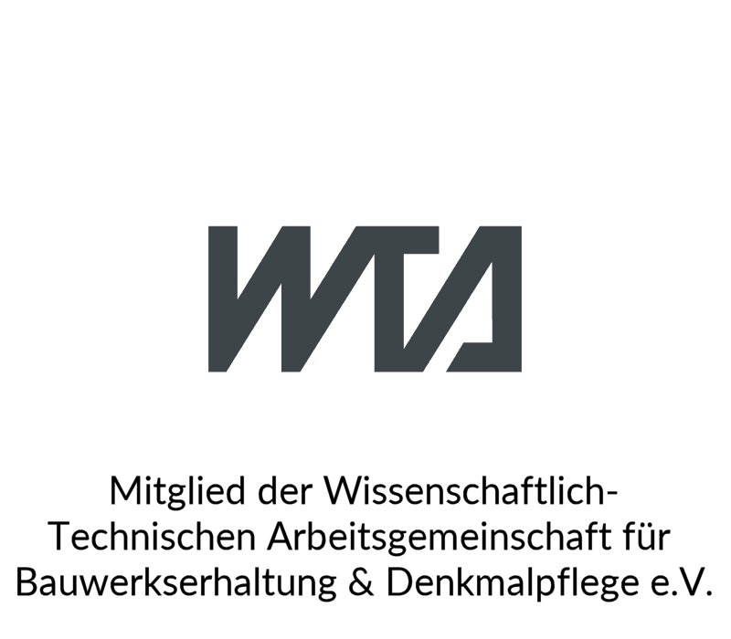 Wir sind Mitglied im WTA e.V., der Wissenschaftlich-Technischen Arbeitsgemeinschaft für Bauwerkserhaltung und Denkmalpflege e.V.